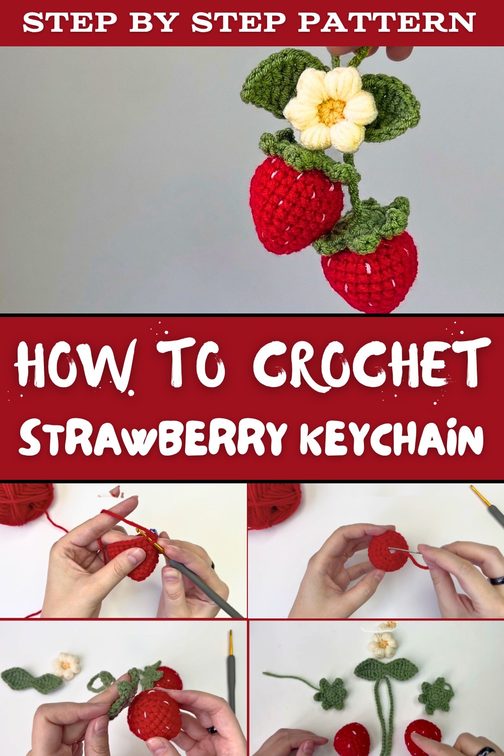 Crochet Strawberry Keychain Tutorial