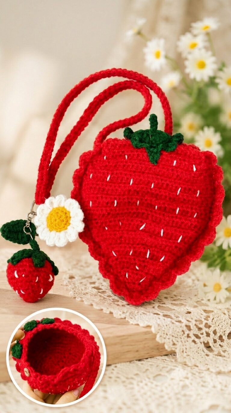 Crochet Strawberry Pouch Tutorial 12