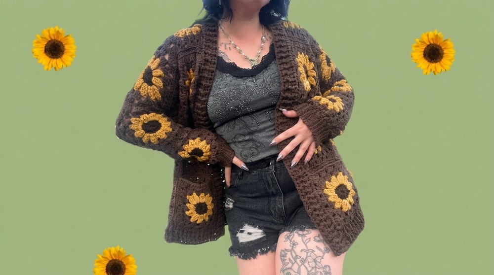 Crochet Sunflower Granny Square Cardigan Tutorial 2
