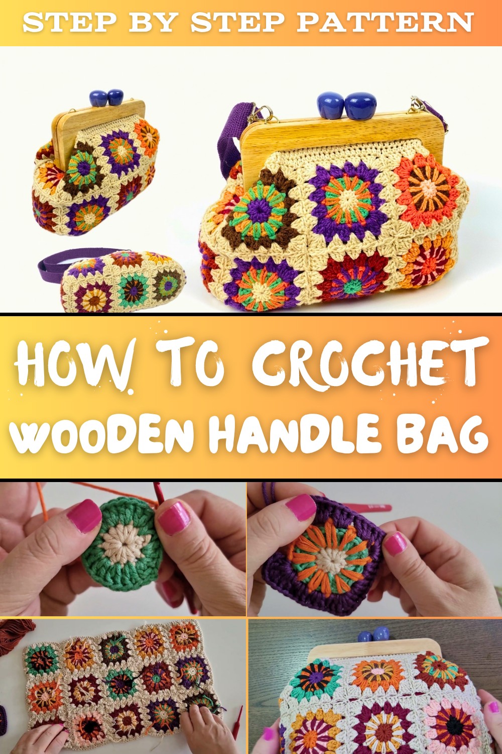 Crochet Wooden Handle Bag Pattern