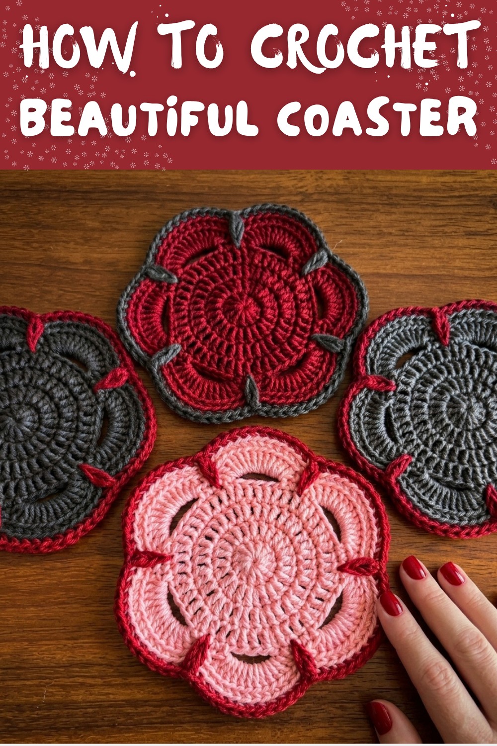Crocheted Coaster - Leaves 6