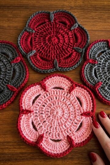 Crocheted Coaster - Leaves 7