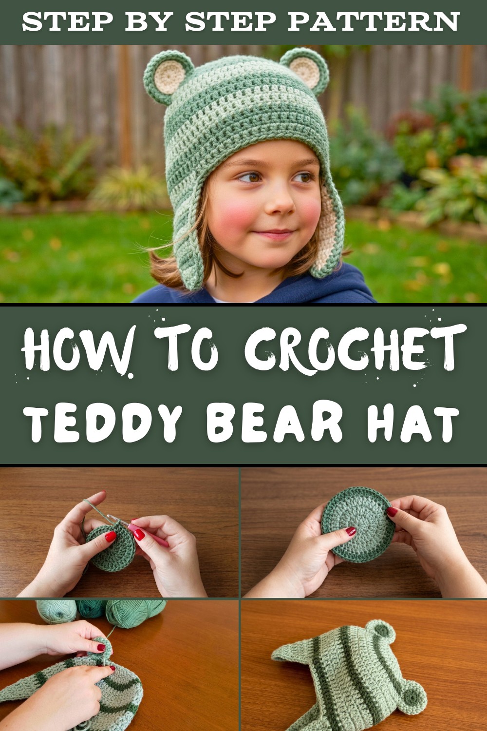 Crocheted teddy bear hat 1