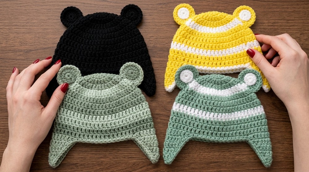Crocheted teddy bear hat 7