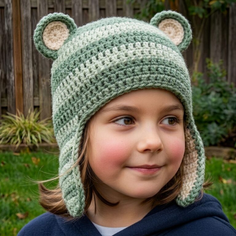 Crocheted teddy bear hat 9