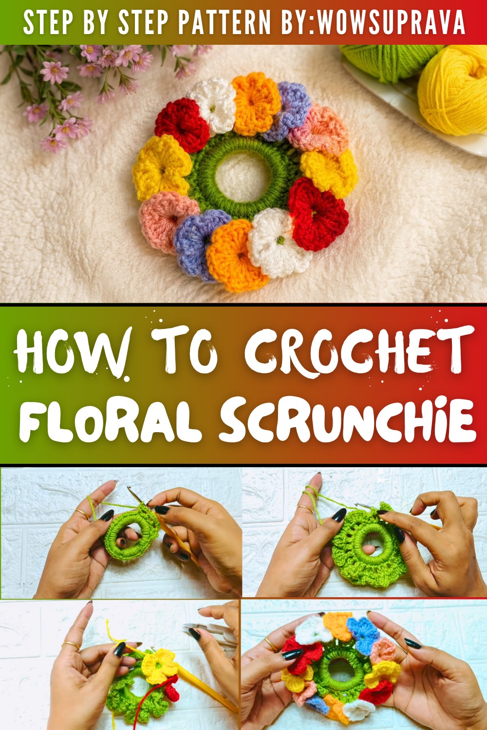 Cute & Easy Floral Scrunchie Pattern