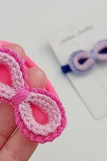 Easy Crochet Elastic Bow Hair Clip Pattern 2