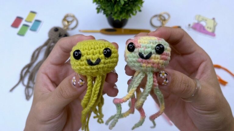 Easy Crochet Jellyfish Keychain Tutorial 10