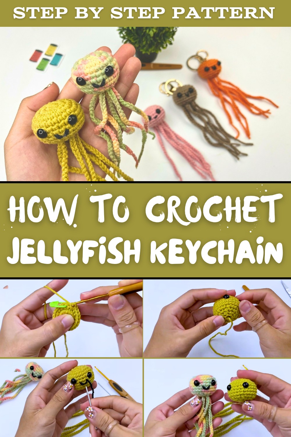 Easy Crochet Jellyfish Keychain Tutorial
