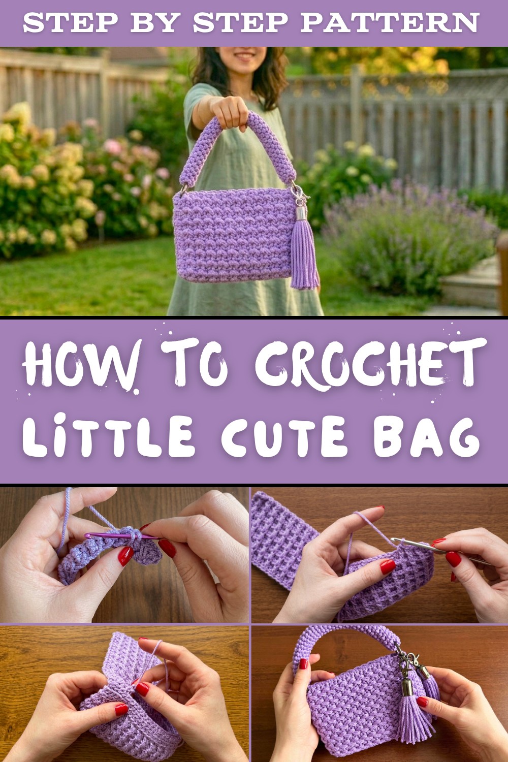 How to Crochet A Little Cute Bag With Macrame Yarn 1