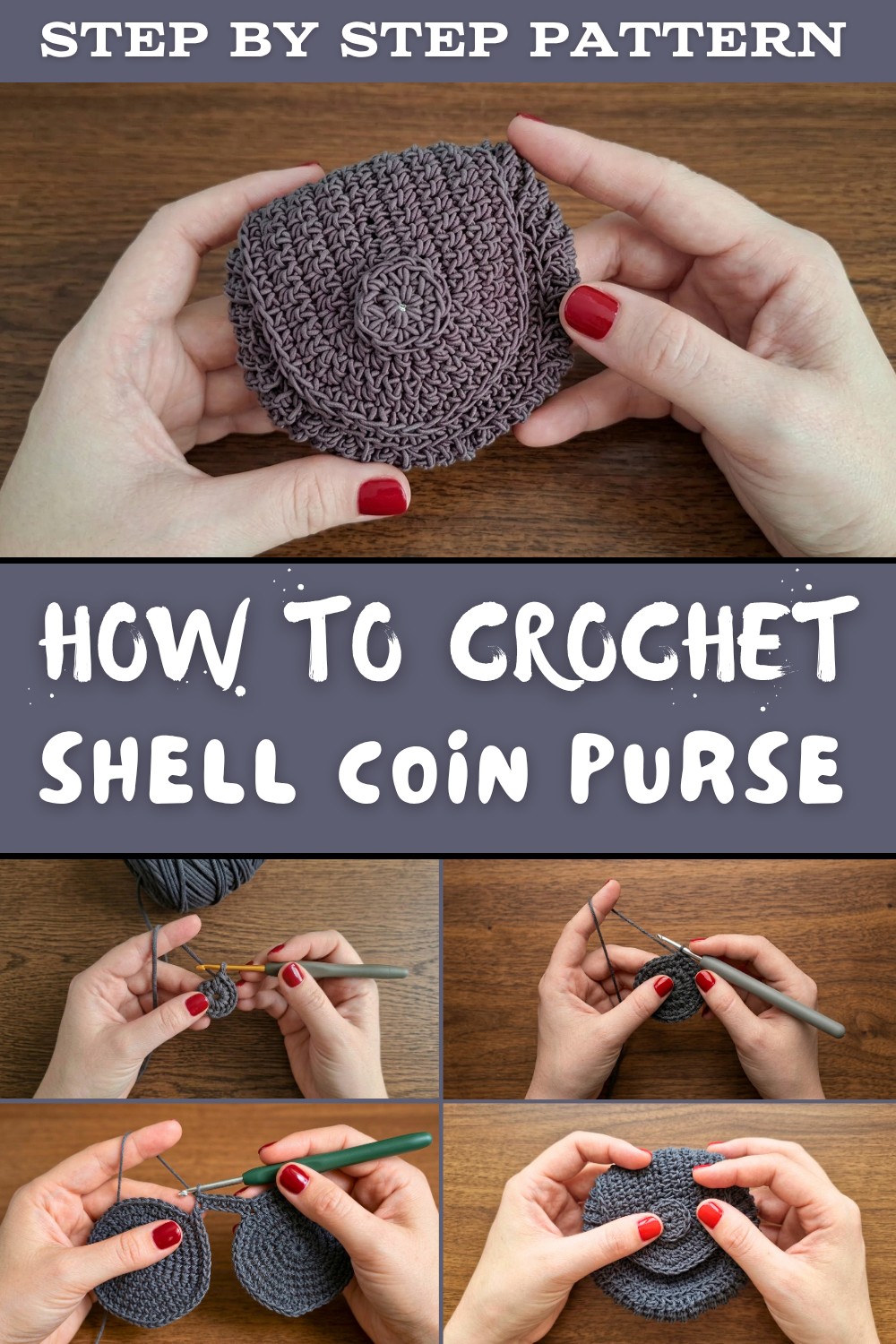 How to Crochet Shell Coin Purse (revised) with English Subtitles 1