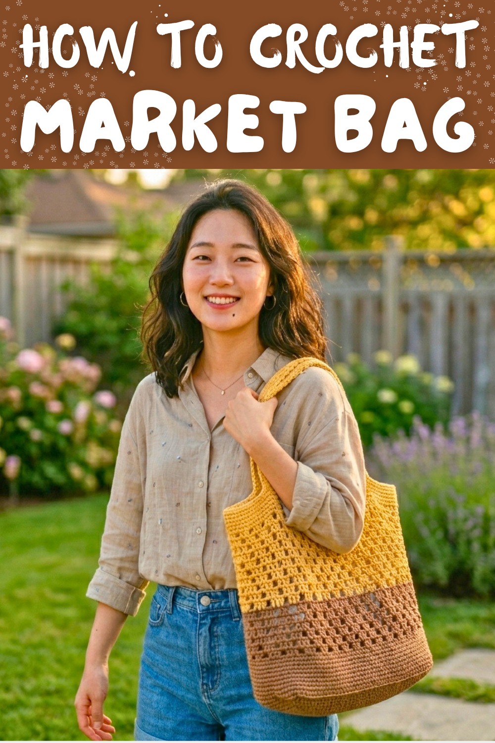 How to Crochet a Market Bag Tutorial EASY 9