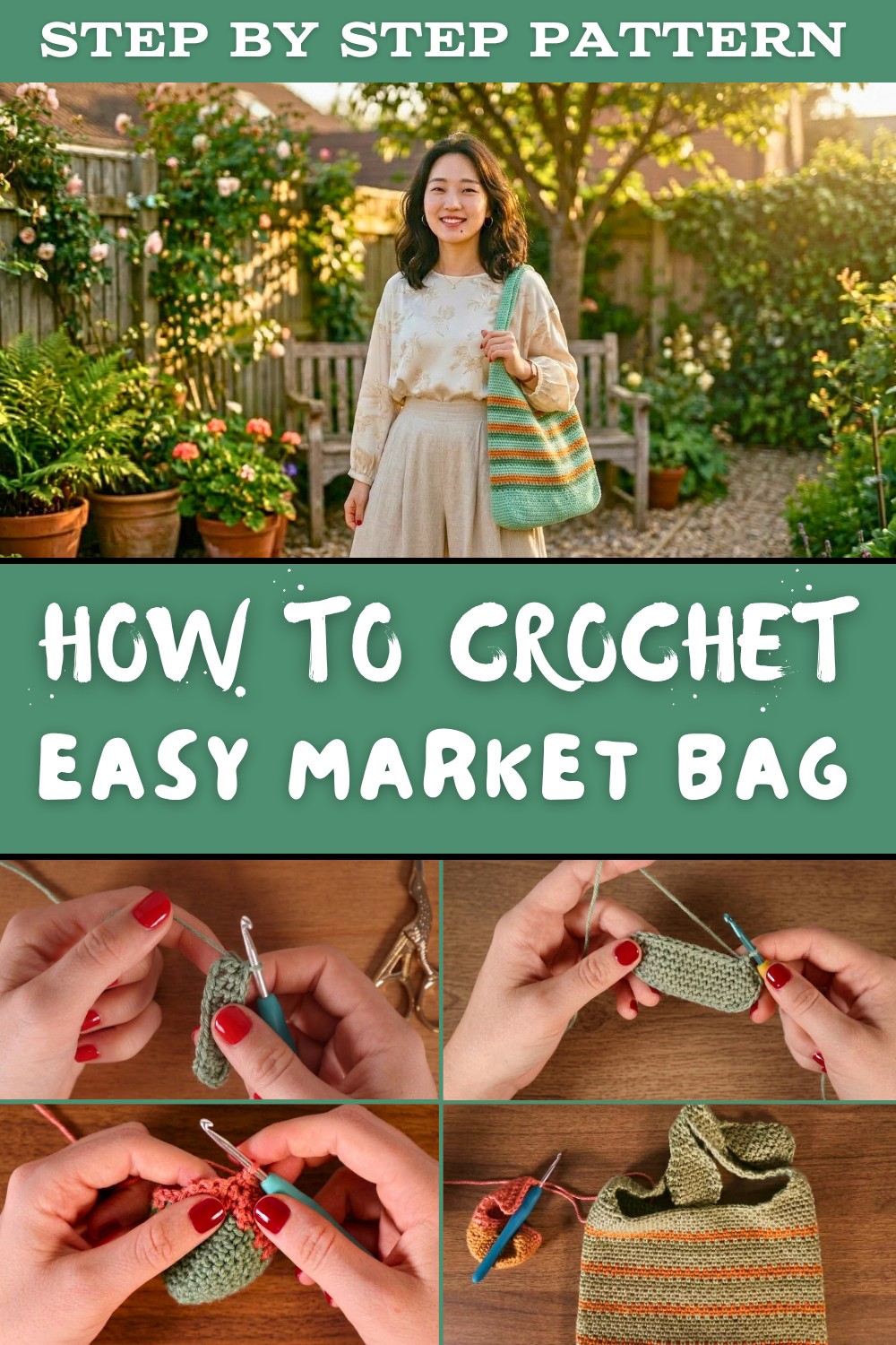 How to Crochet a Market Bag Tutorial Moss Stitch 1