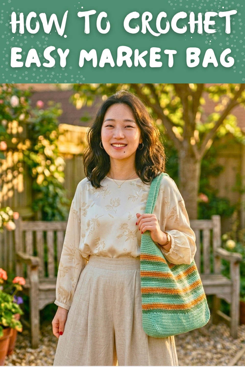 How to Crochet a Market Bag Tutorial Moss Stitch 7