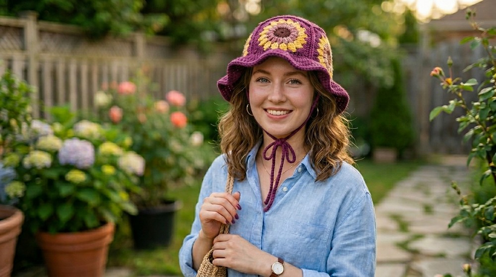 How to Crochet a Sunflower Bucket Hat 2