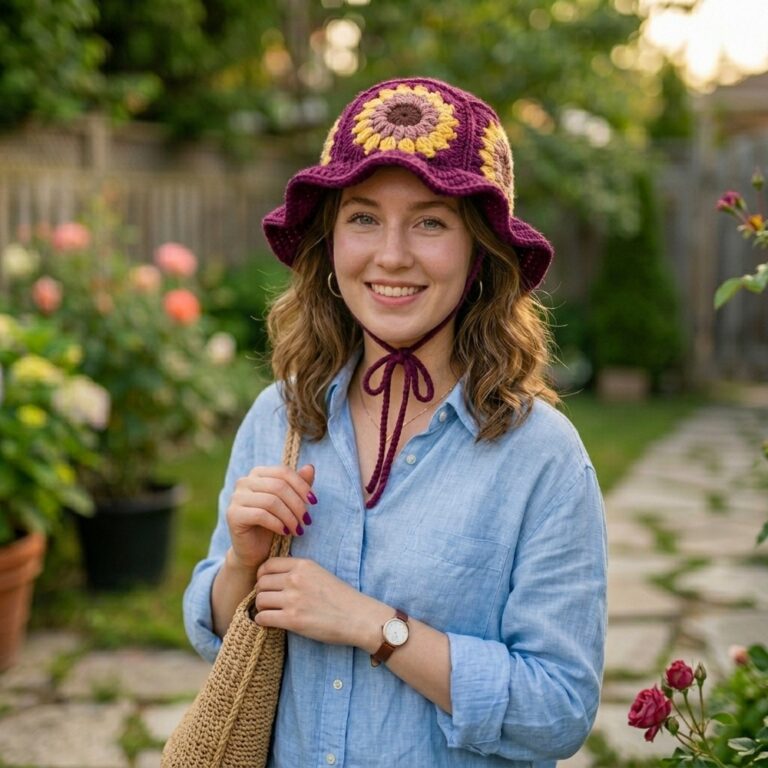 How to Crochet a Sunflower Bucket Hat 9