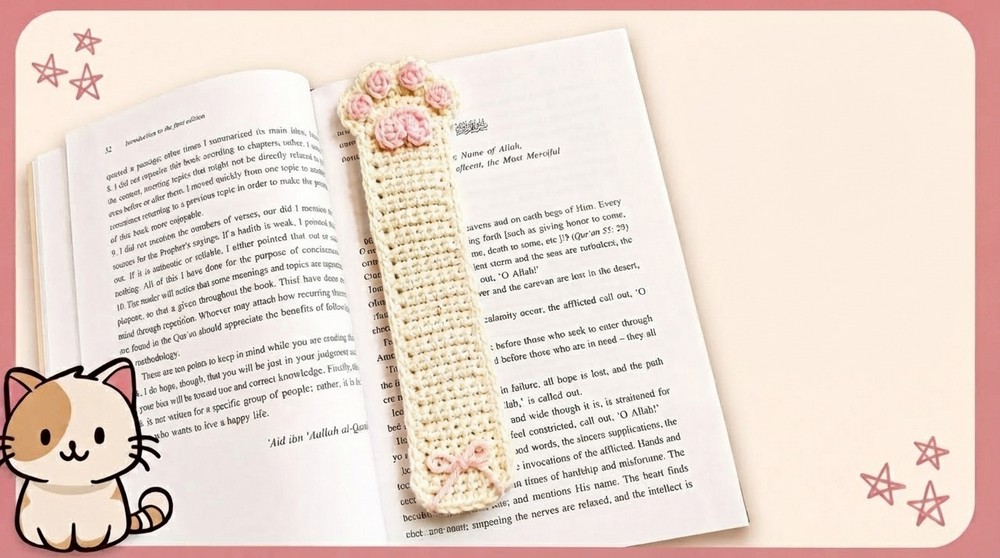 Crochet Cute Paw Bookmark Pattern 2