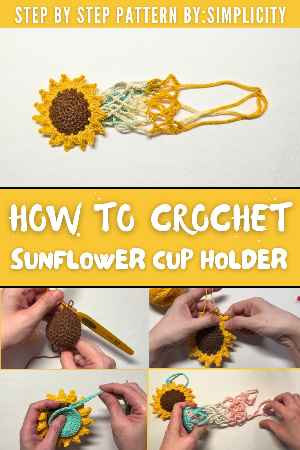 Crochet Sunflower Cup Holder Pattern